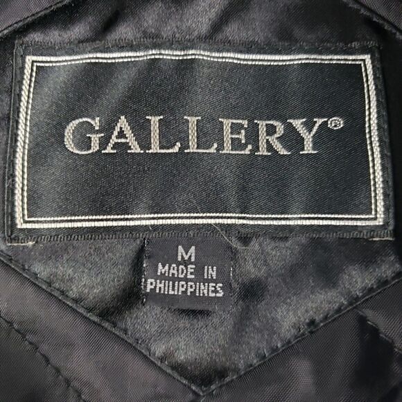 Gallery Black Rain Slicker/Trench Coat Size Medium - Picture 6 of 7